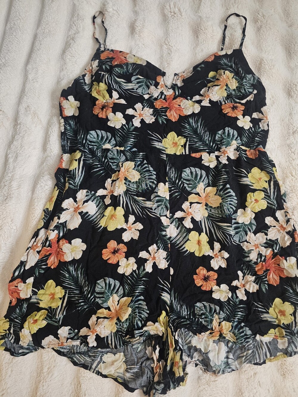 Floral Black One-Piece Romper